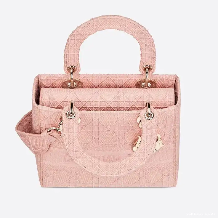 Cheap Canvas Lady Cannage Motif D-lite Medium Bag Pink 0626 Luxury